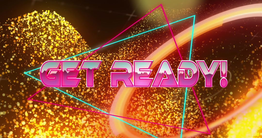 Colorful 'Get Ready' Banner with Digital Waves and Neon