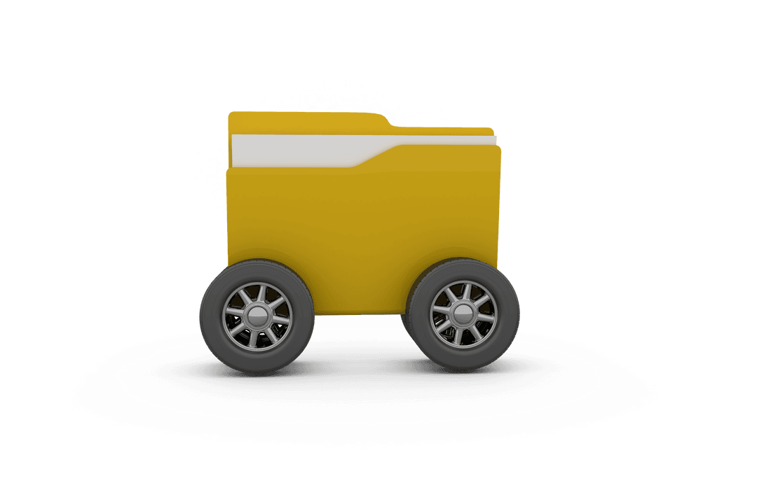 Mobile Document Folder with Wheels on Transparent Background