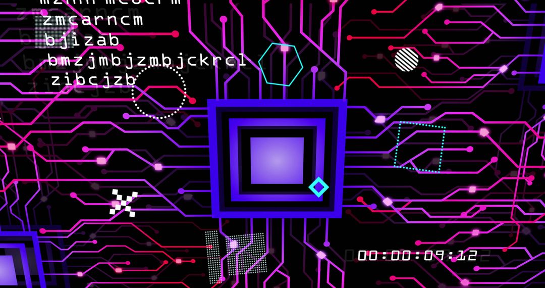 Futuristic Digital Circuit Board with Data Streams