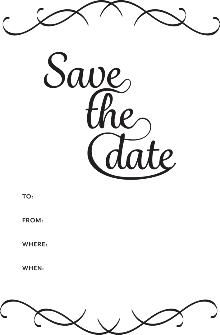 Elegant Save the Date Invitation with Decorative Borders Transparent PNG