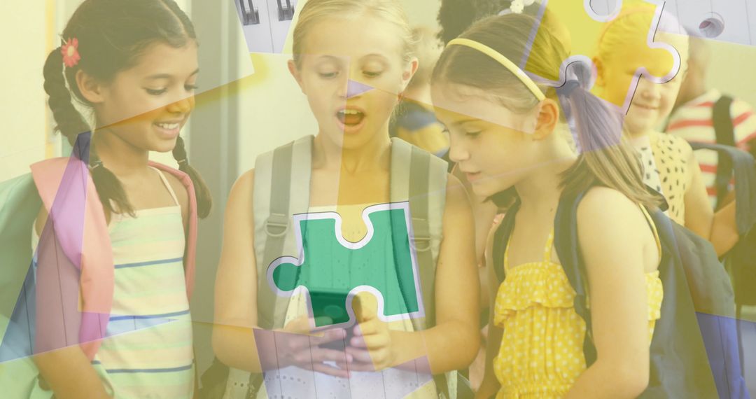 Diverse Children with Smartphone Highlighting Autism Awareness