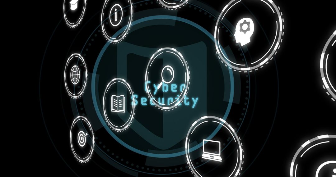 Cyber Security Concept with Digital Icons and Shield