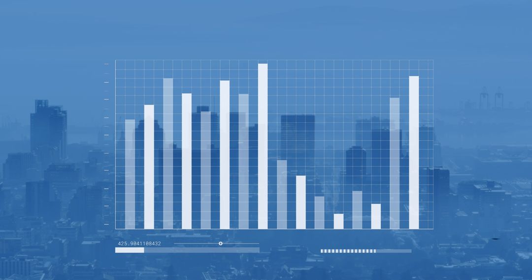 Digital Data Processing Visualization Over Cityscape