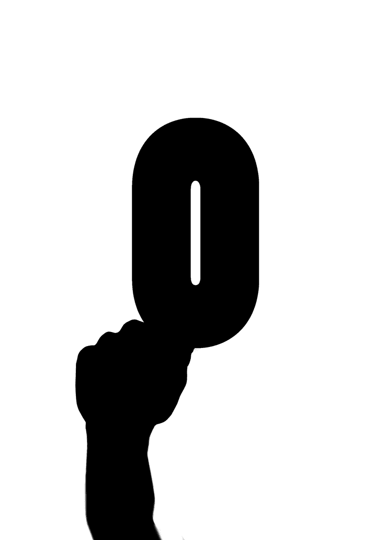 Silhouette of Hand Holding O on Transparent Background