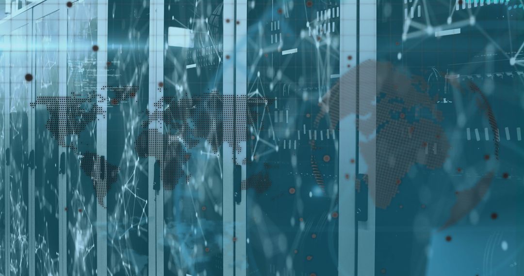 Digital Interface with World Map and Spinning Globe