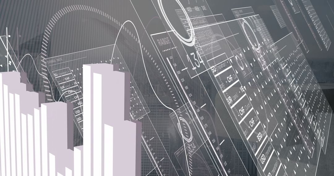 Futuristic Data Analytics Dashboard with 3D Bar and Line Charts