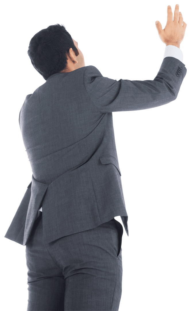 Transparent PNG Businessman Rear View Arm Raised