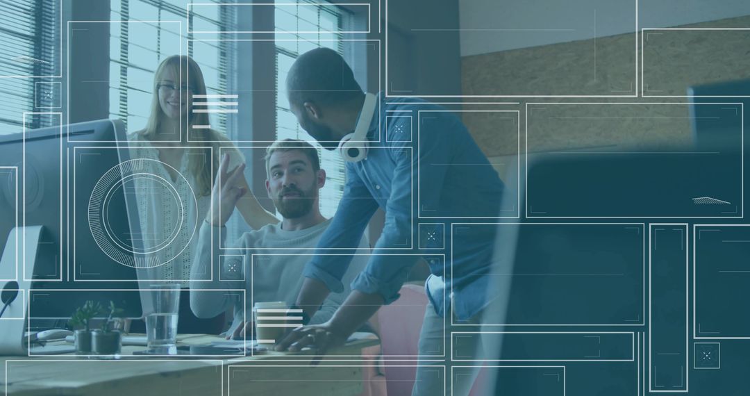 Collaborating Professionals Discussing Project in Modern Office