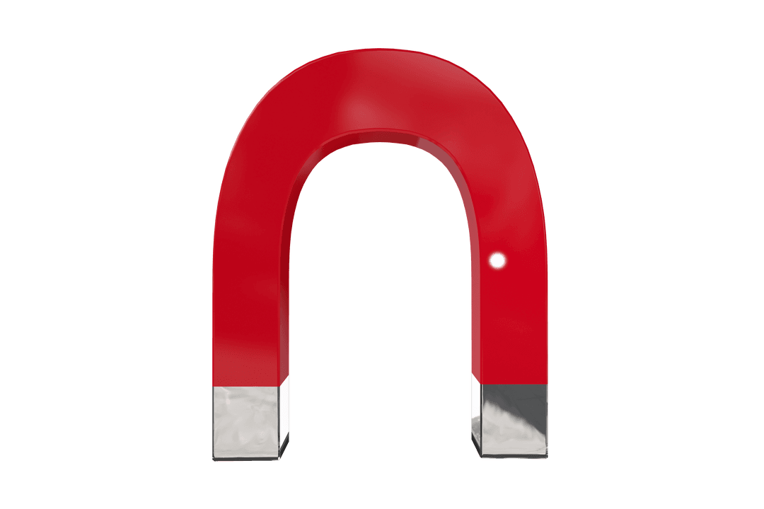 Red Horseshoe Magnet Isolated with Transparent Background