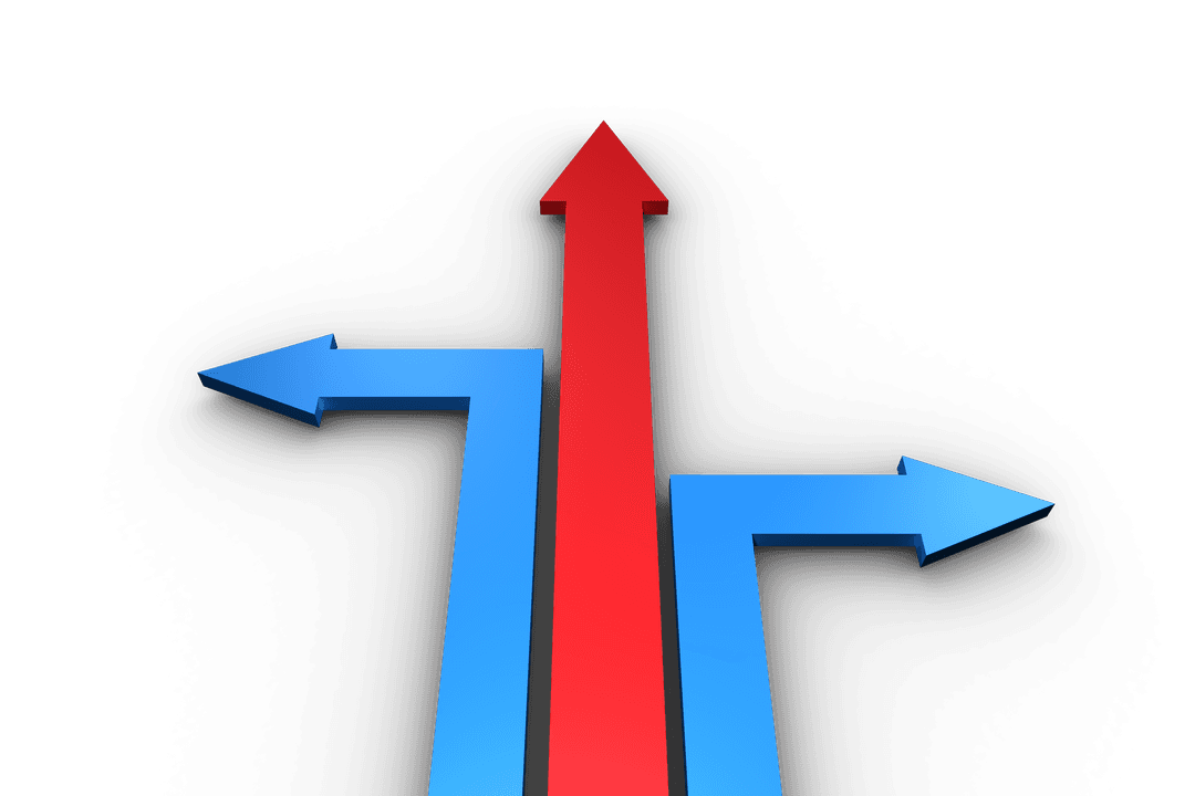 Transparent Blue and Red Arrows Illustration with Copy Space