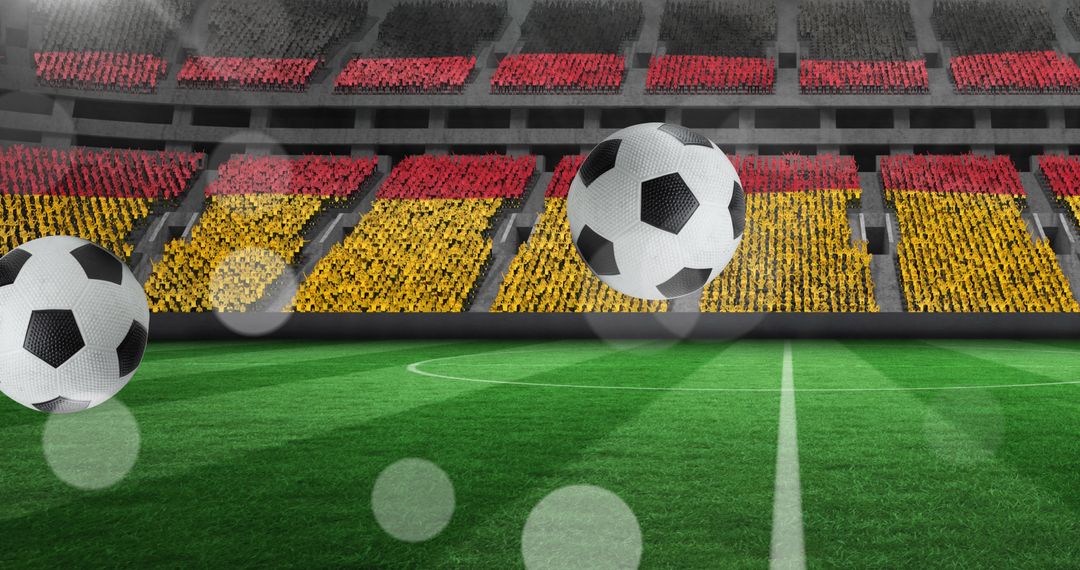 Soccer Balls with German Flag in stadium representation