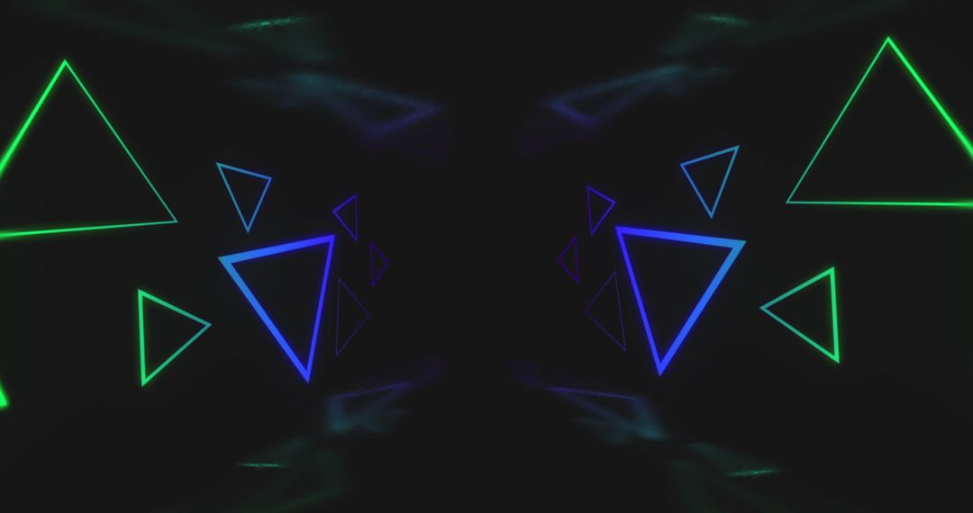 Neon Geometric Triangle Lights Flickering in Dark