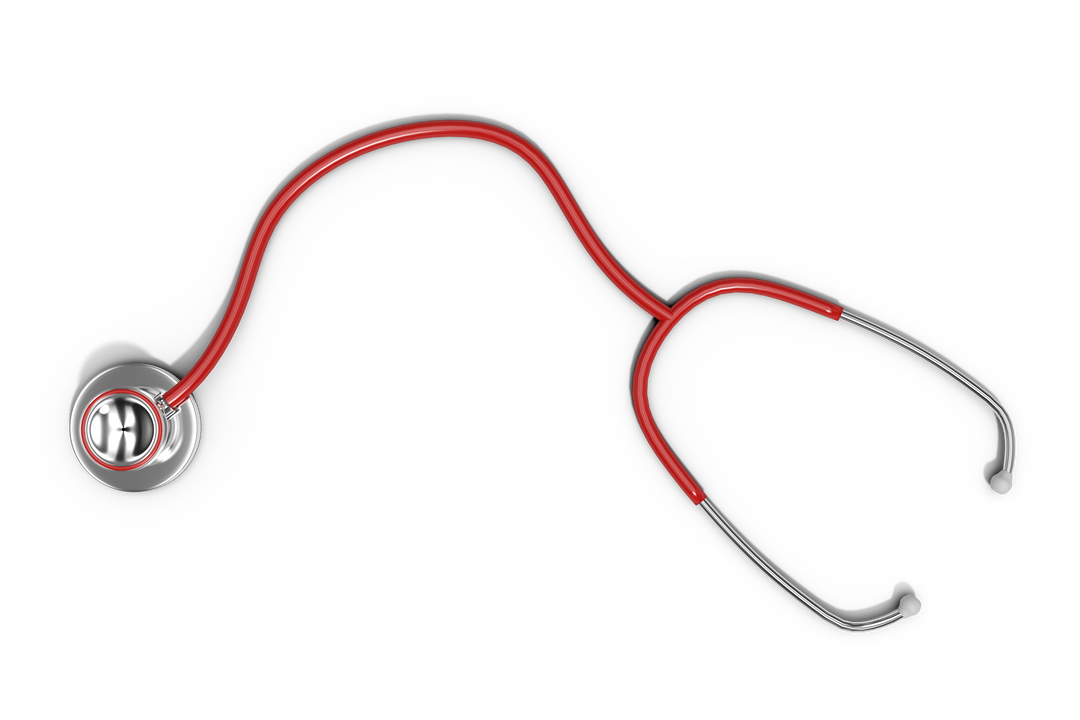 High Angle View of Transparent Red Stethoscope on White Background - Download Free Stock Images Pikwizard.com