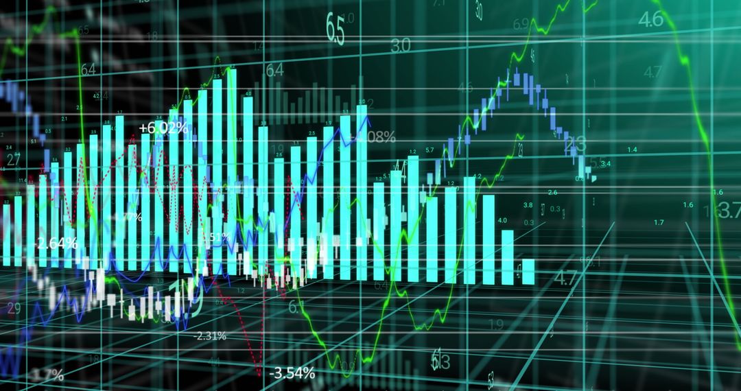 Dynamic Financial Dashboard Displaying Bar and Line Charts