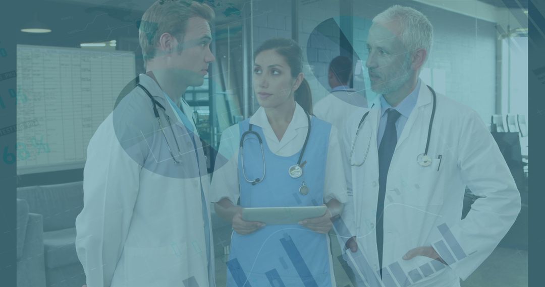 Team of Doctors Collaborating with Digital Analytics Interface