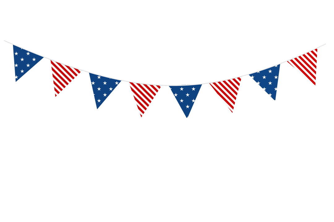 Patriotic Flag Bunting Garland on Transparent Background for Celebrations