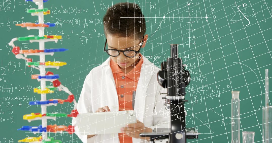 Curious Boy Exploring Science and Technology in Classroom
