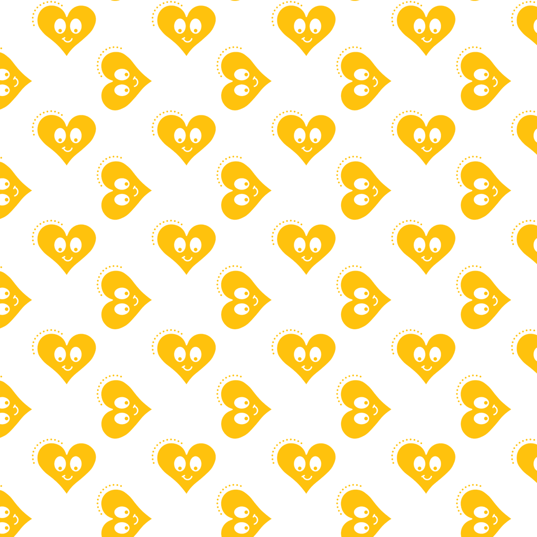 Yellow Heart Pattern on Transparent Background for Creative Design