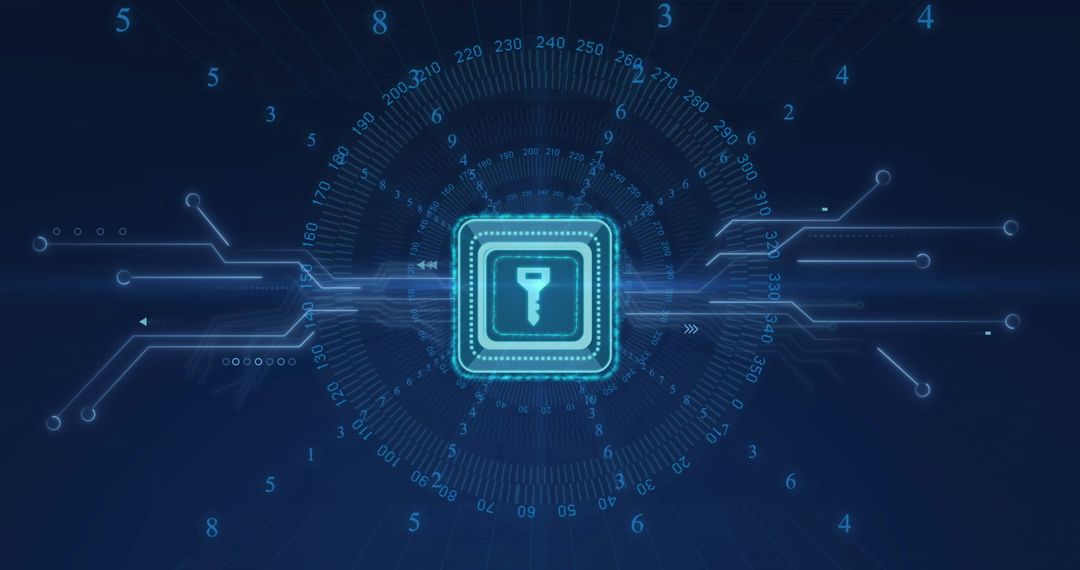 Digital Security Lock Icon with Circuit Background