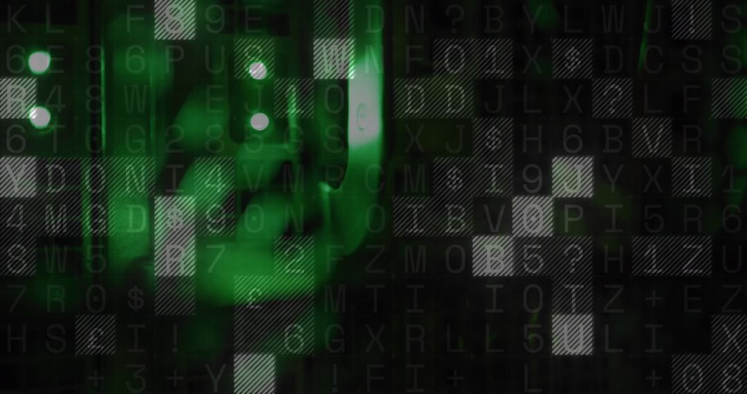 Digital Matrix with Green Text and Lights