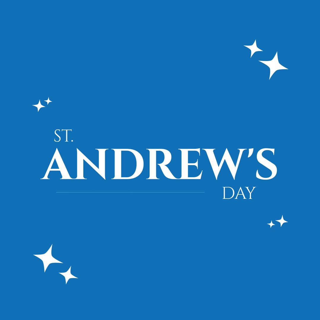 St. Andrew's Day Celebration Design with Stars on Blue Background