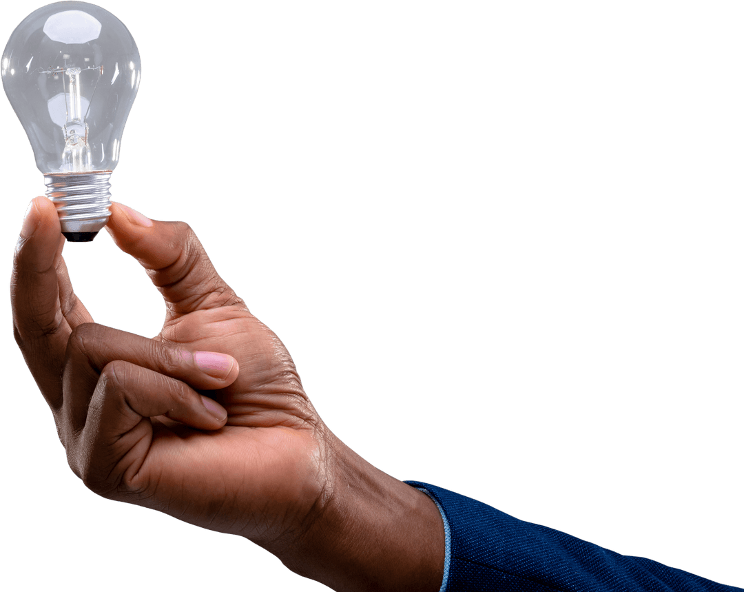 Hand Holding Transparent Light Bulb Symbolizing Ideas