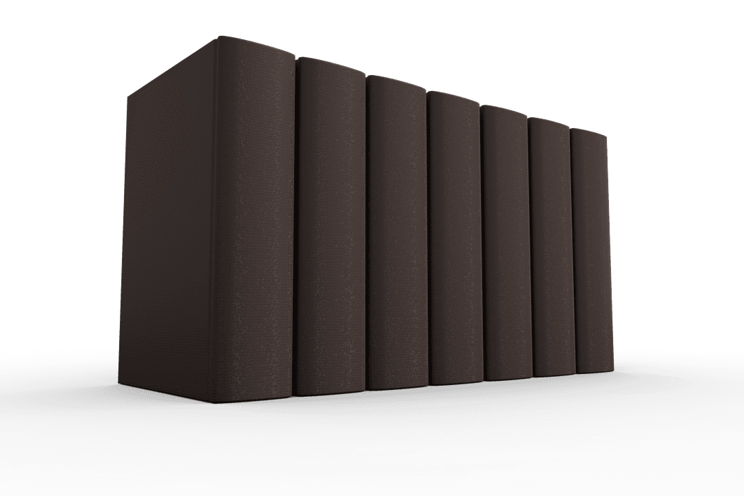 Row of Brown Books on Transparent Background for Education Design