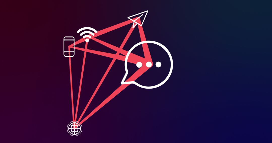 Global Communication Network with Technology Icons