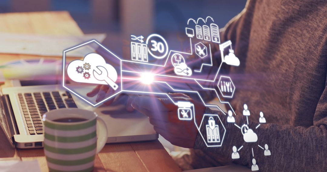 Innovative Digital Network and Data Processing Scene with Laptop