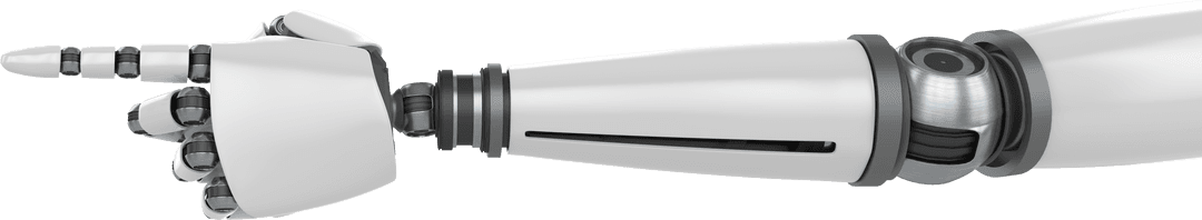 Transparent Robotic Arm Pointing Index Finger Close-up