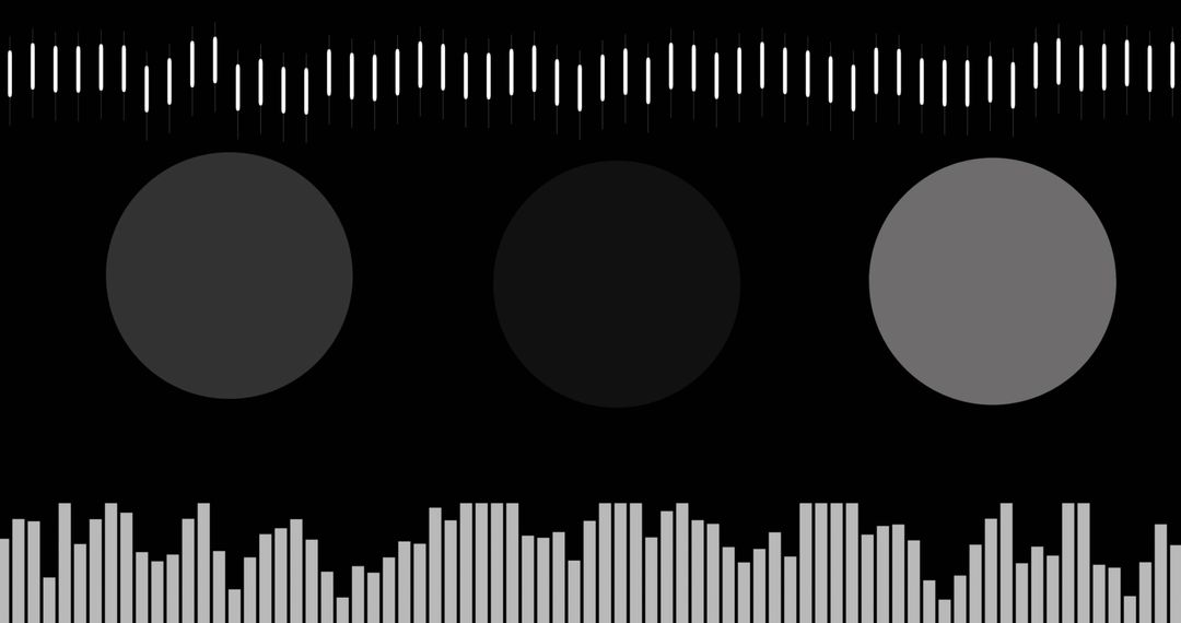 Dynamic White Columns Over Circles on Black Background