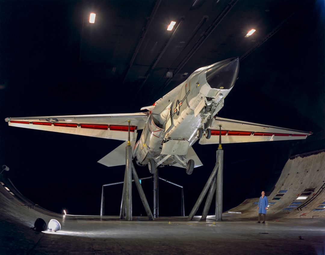 The General Dynamics/Grumman F-111B in the 40x80 Foot Wind Tunnel at Ames. - Free Images, Stock Photos and Pictures on Pikwizard.com
