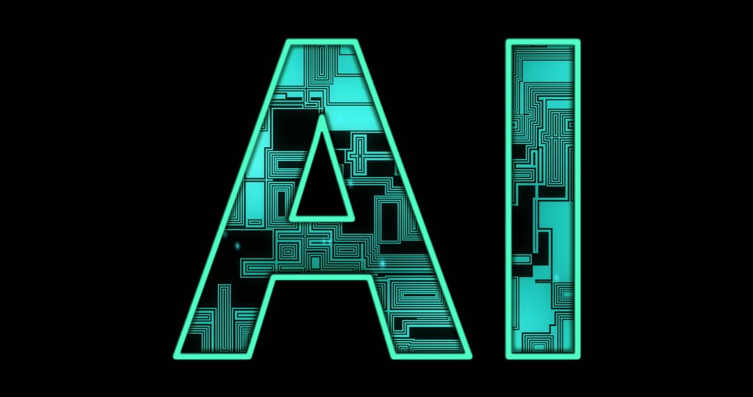 Futuristic AI Letters with Circuit Board Design