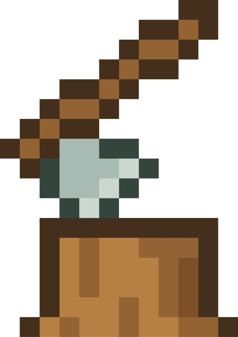 Rustic Pixel Art Axe with Transparent Background