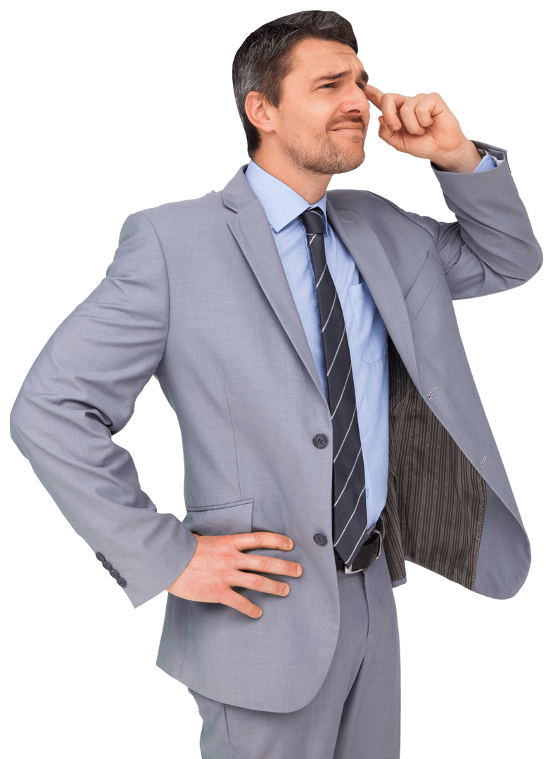 Confident Businessman Standing in Virtual Space with Posture of Decision