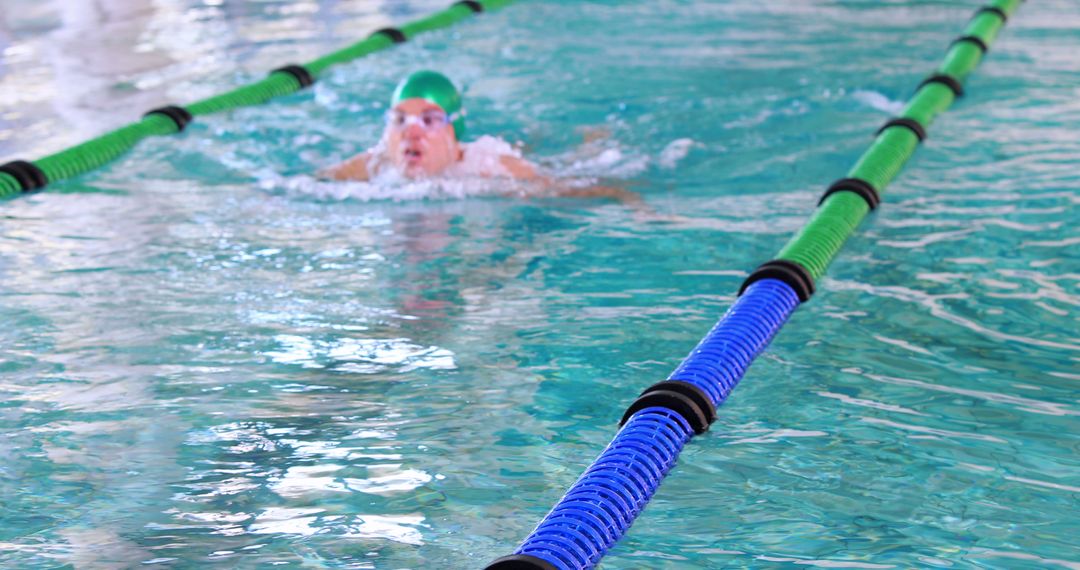 Swimmer Racing in Indoor Pool during Training Session - Free Images, Stock Photos and Pictures on Pikwizard.com