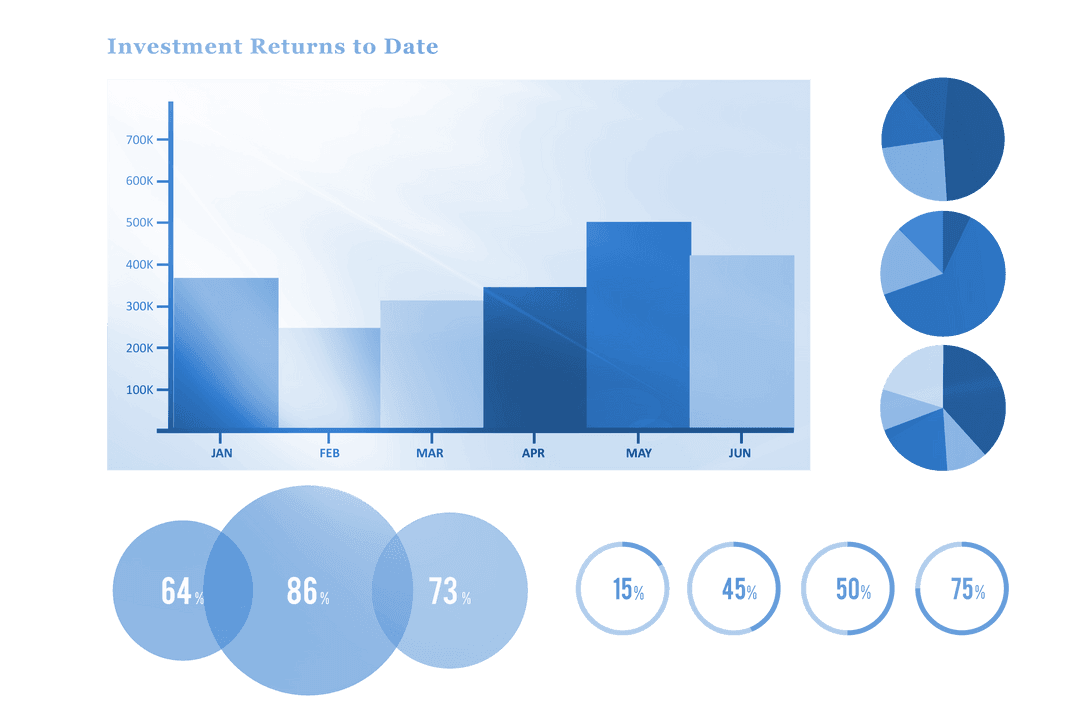Transparent Business Data Charts and Diagrams Vector Illustration