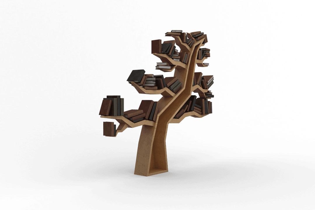 Books on Unique Tree-Shaped Transparent Bookshelf