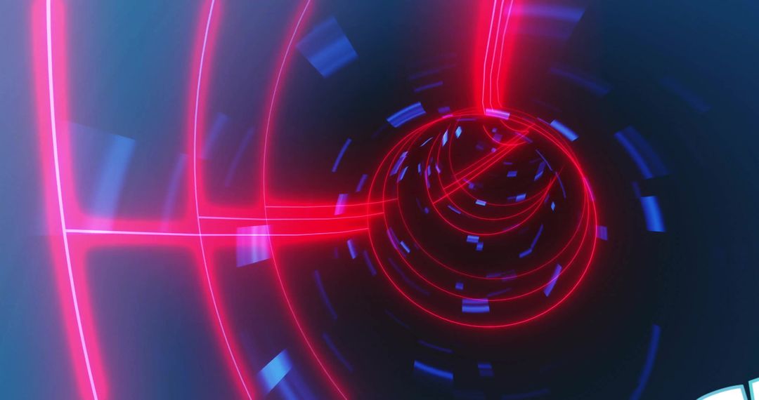 Neon Spiral Tunnel with Dynamic Tech Elements