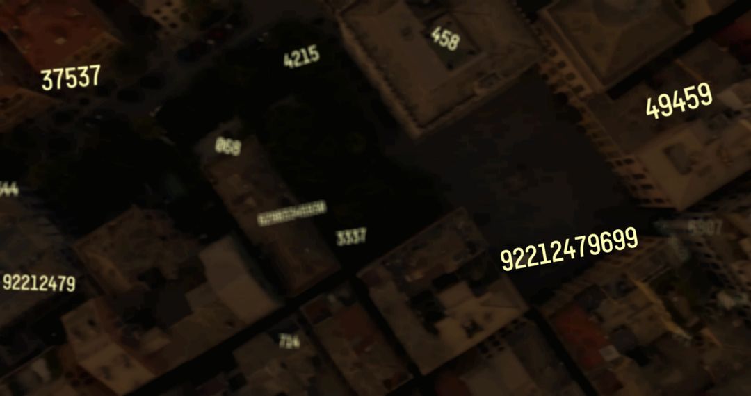 Falling Numbers Over Cityscape Representing Digital Data Flow