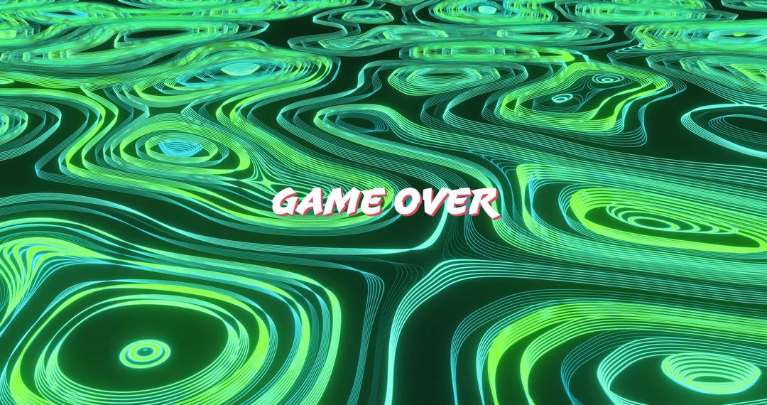 Game Over Text on Digital Light Trails Background