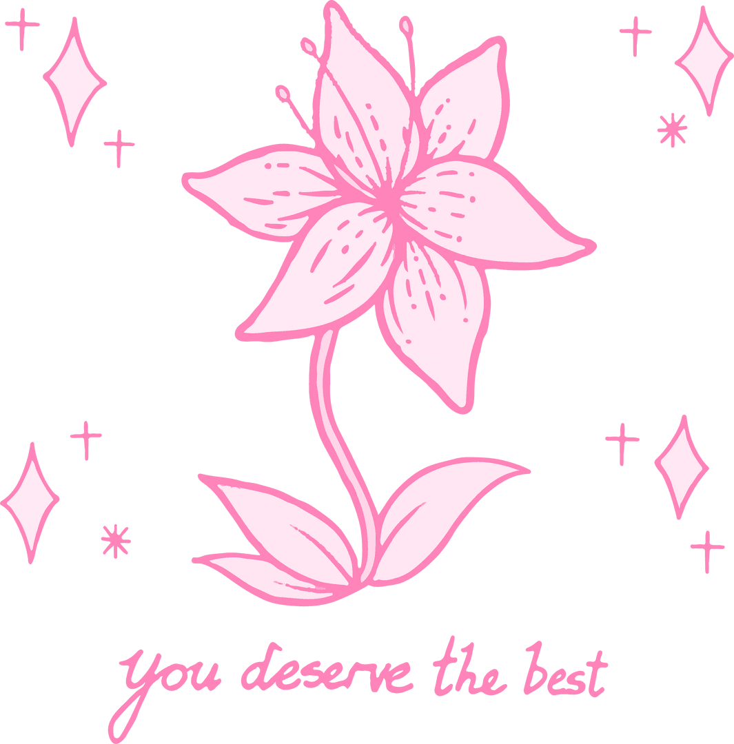 Transparent Pink Flower with Encouraging Message and Sparkles