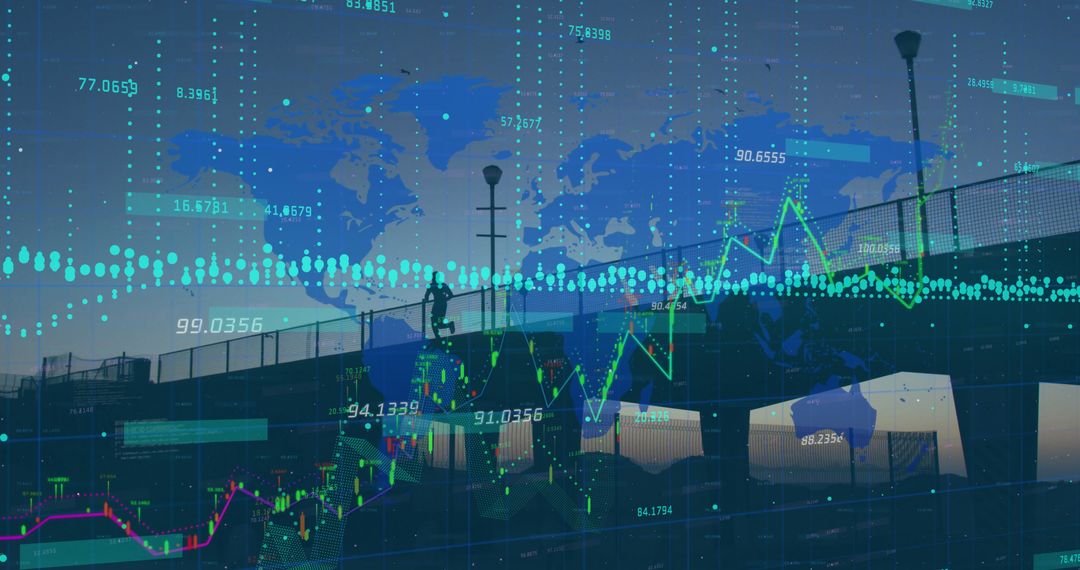 Global Financial Market Data Overlaying Urban Landscape - Free Images, Stock Photos and Pictures on Pikwizard.com