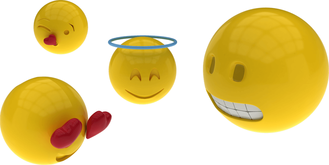 Vibrant Emojis Set on Transparent Background