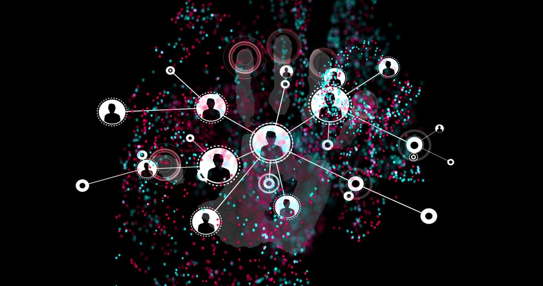 Interconnected Network Visualization on Futuristic Tech Interface