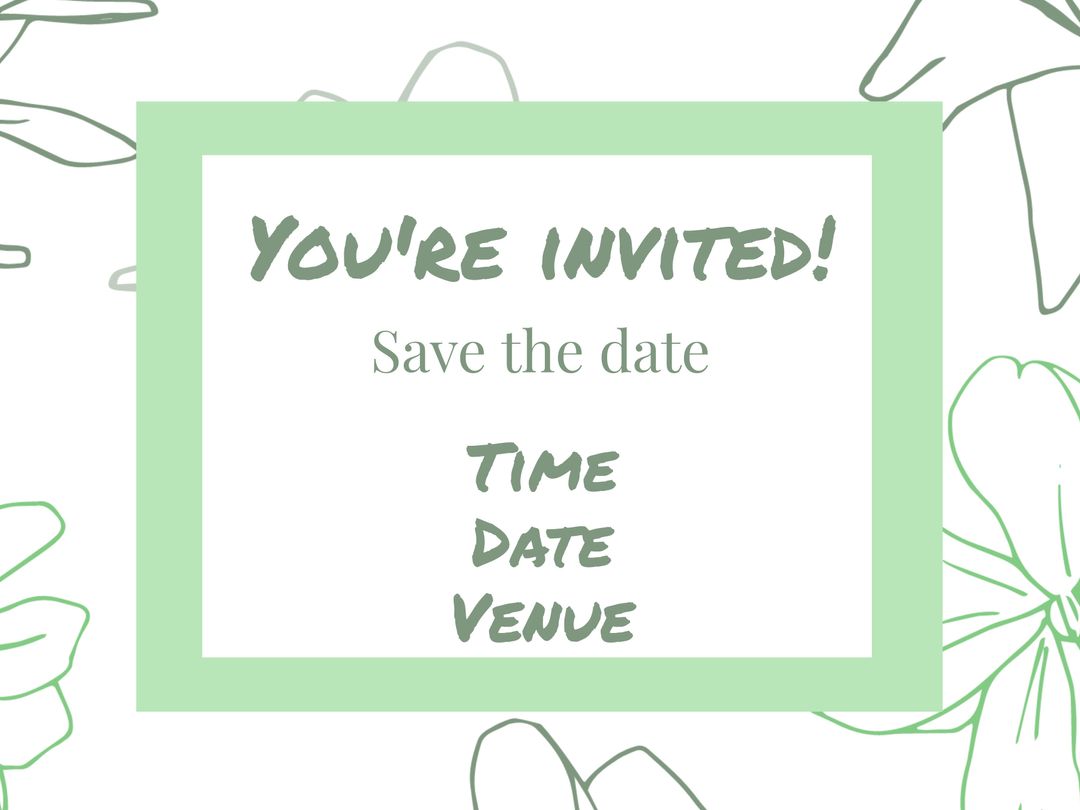 Elegant Invitation Template with Green Floral Border Design