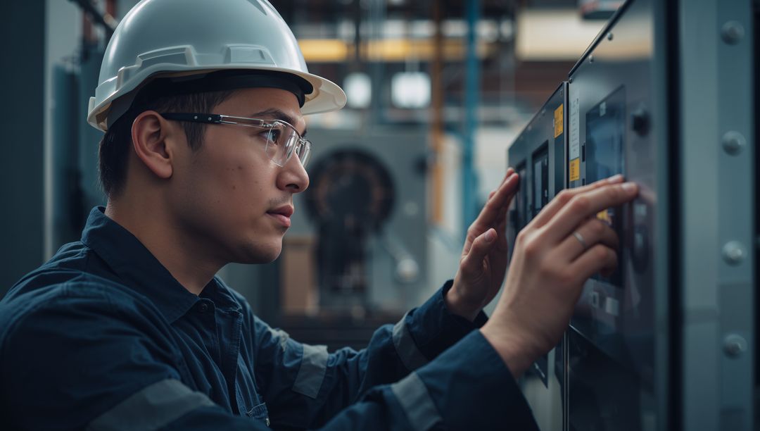 Engineer Operating Control Panel in Industrial Plant