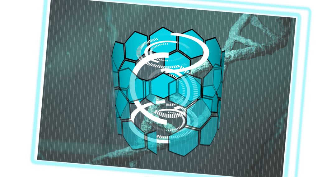 Abstract DNA and Technology Interface with Spinning Graphics