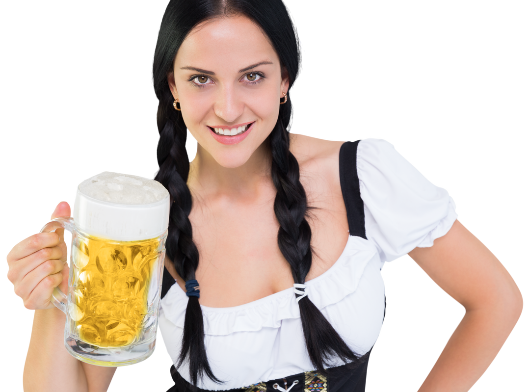 Smiling Transparent Oktoberfest Girl Holding Beer Mug - Download Free Stock Images Pikwizard.com