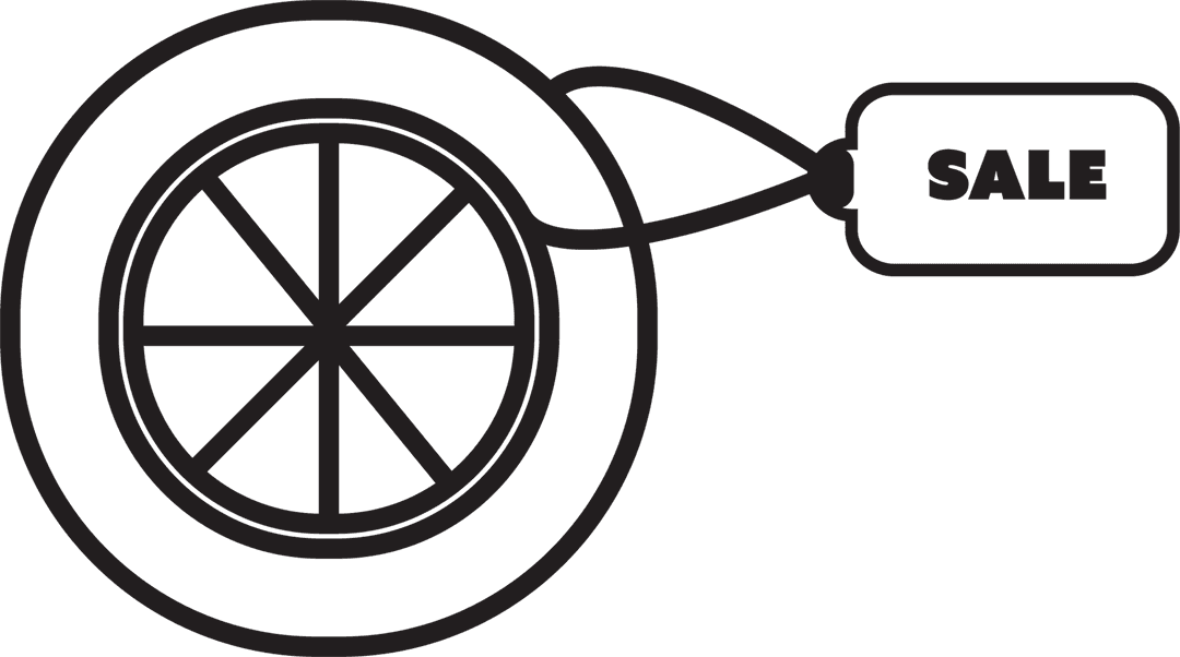 Transparent Sale Tag Illustration with Wheel and Shapes